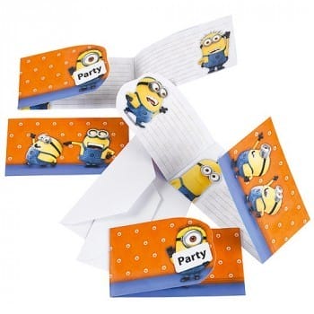 6 cartons d'invitations anniversaire Minions