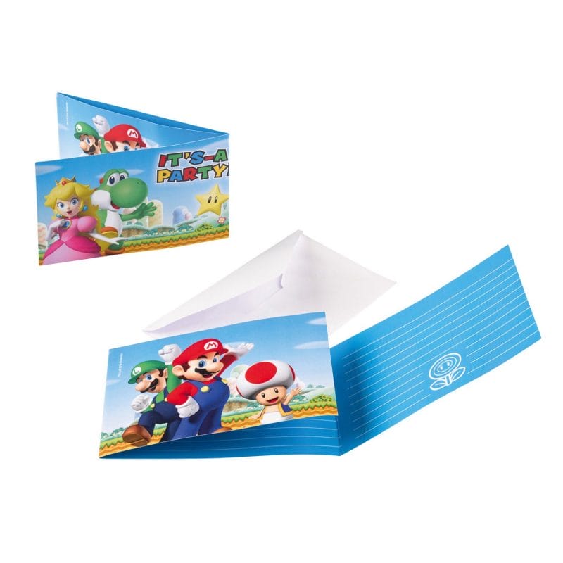 8 'invitations anniversaire Super-Mario - Mario