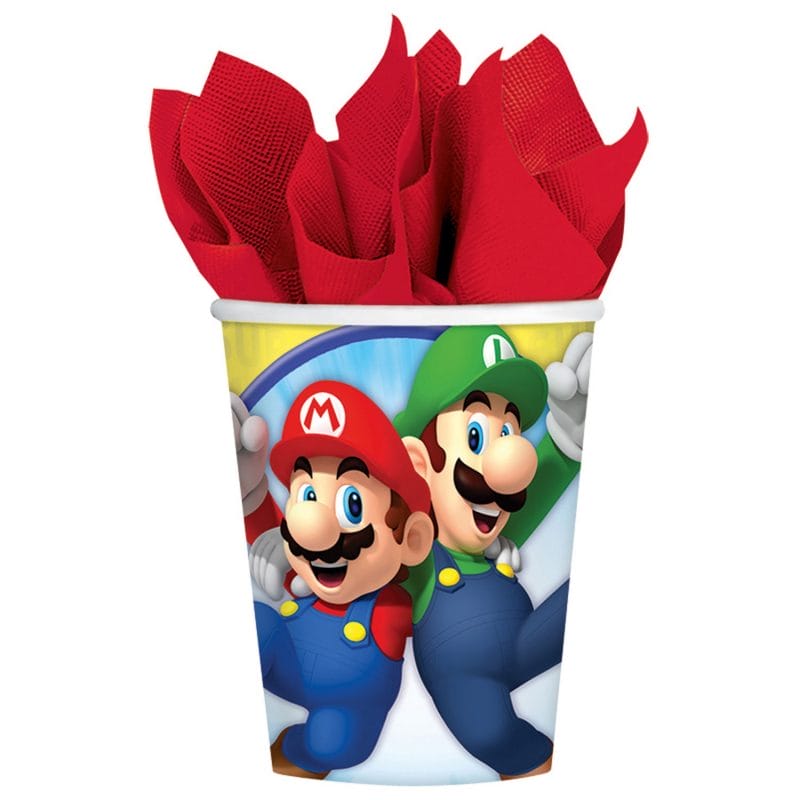 8 gobelets d'anniversaire Super-Mario 250 ml