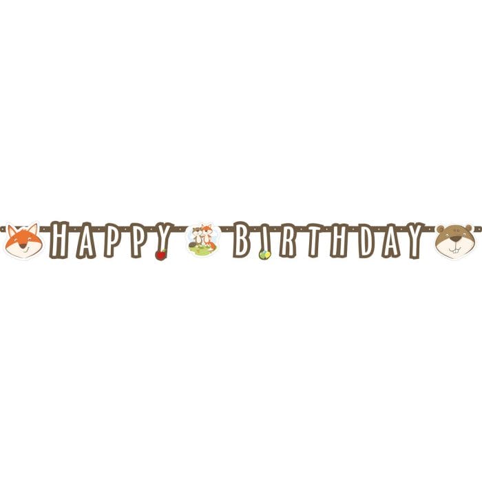 Guirlande Happy Birthday marmotte et renard 180x15 cm