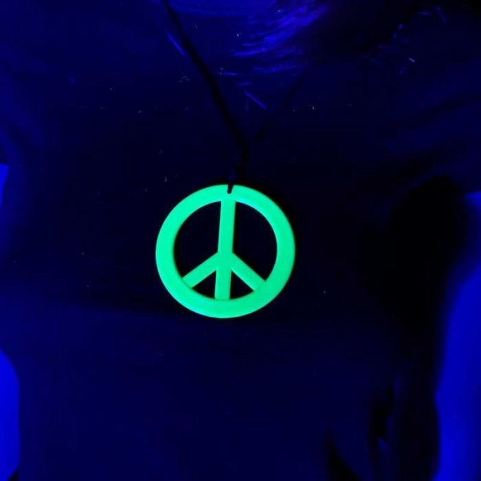Collier fluo Hippie peace and love