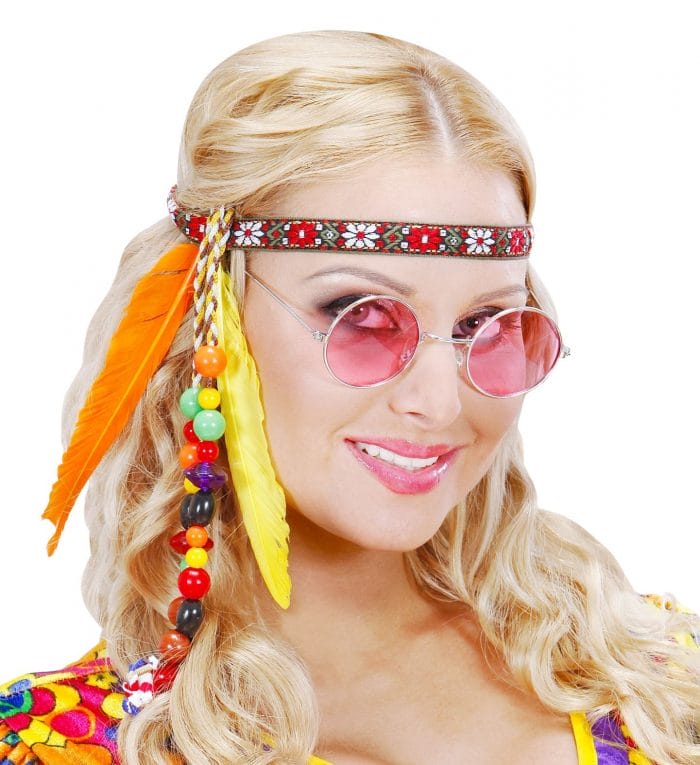 Bandeau Hippie mixte avec perles et plumes