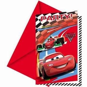 6 cartons d'invitation anniversaire Cars - Disney