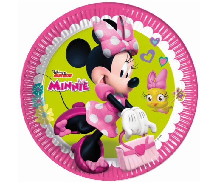 8 assiettes d'anniversaire Minnie 23 cm