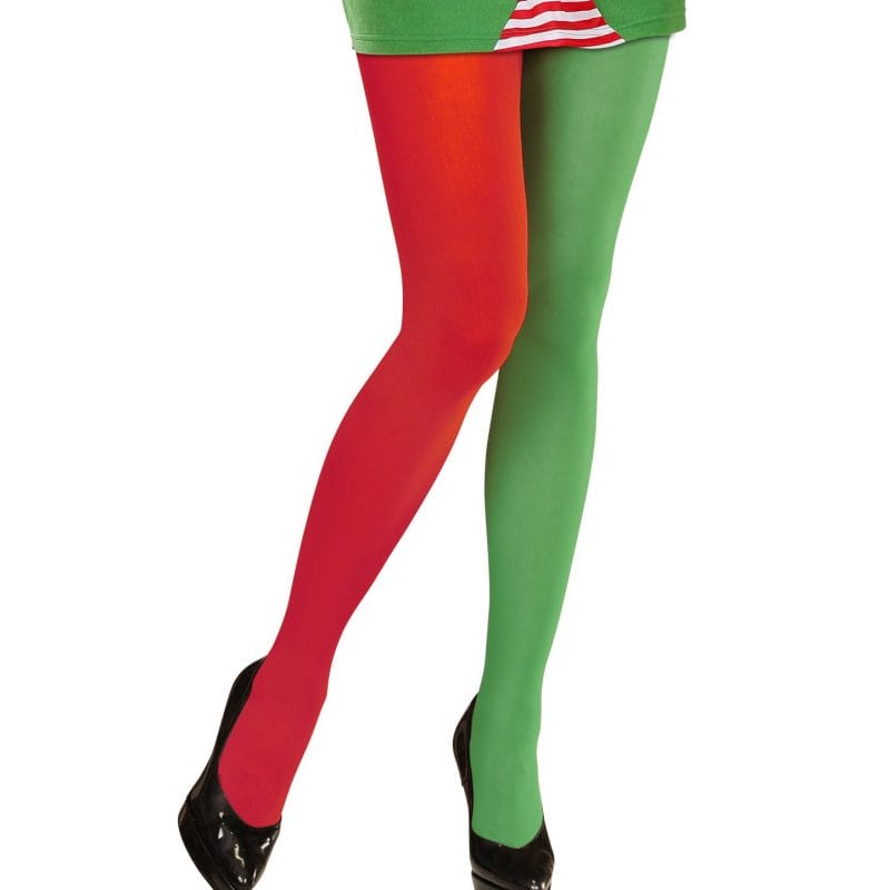 Collant d'elfe bicolore rouge et vert 40 den