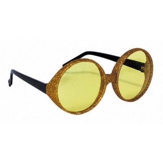 Grandes lunettes rondes à paillettes dorées