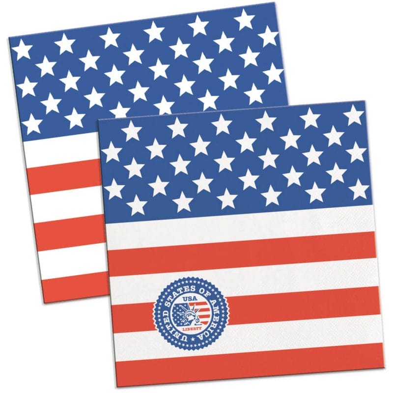 20 Serviettes drapeau USA Party