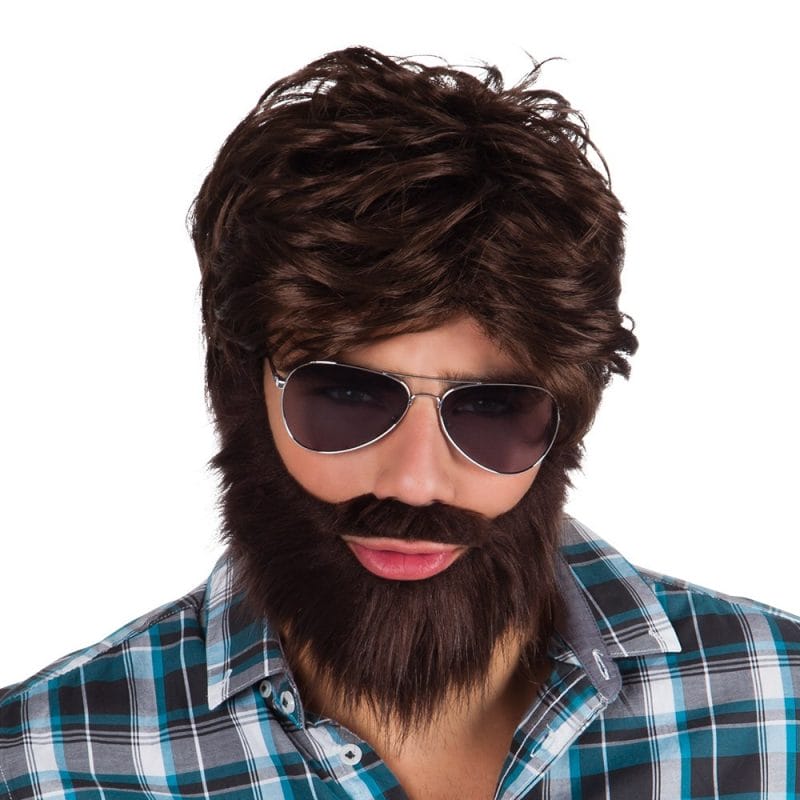 Perruque Dude avec barbe & moustache adulte
