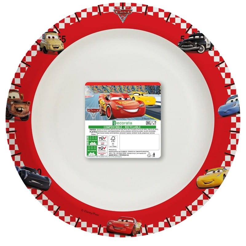 8 assiettes d'anniversaire Cars 23 cm - Disney