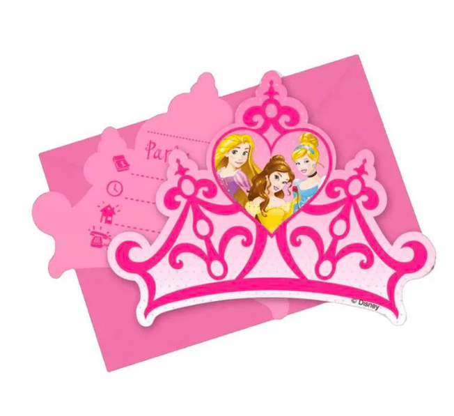 6 cartes d'invitation princesses - Disney