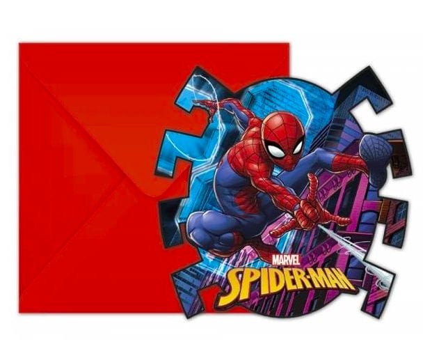 6 cartes d'invitation anniversaire Spider-Man