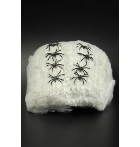 Toile d'araignée blanche ignifugée avec 12 araignées de 1 kg