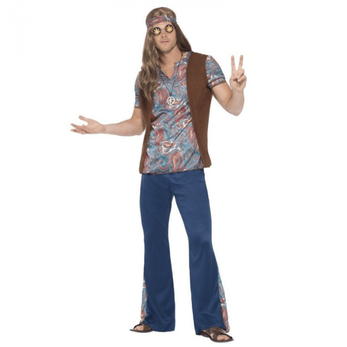 Costume Hippie homme bleu et marron