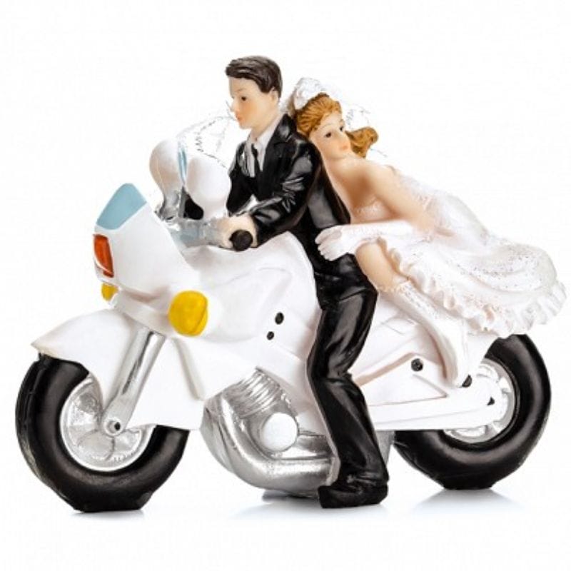 Figurine mariage mariés à moto 11,5 cm