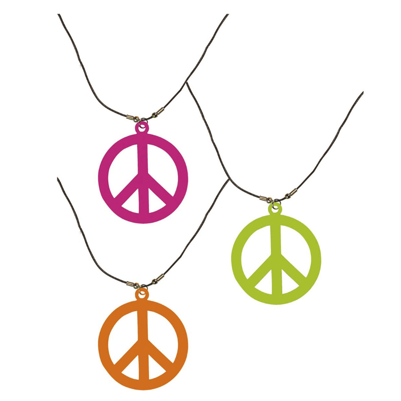 Collier peace and love fluo Hippie