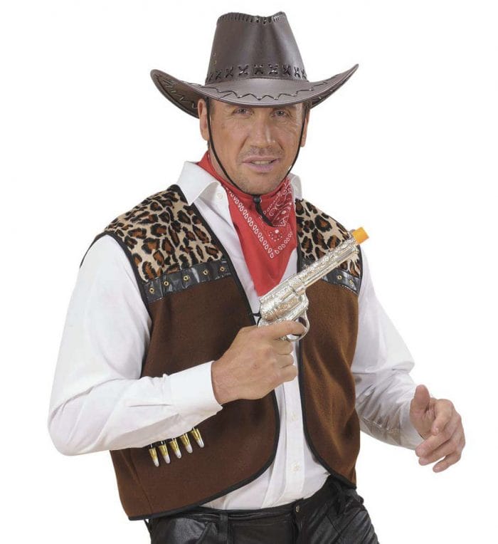 Pistolet de cowboy argent metallique