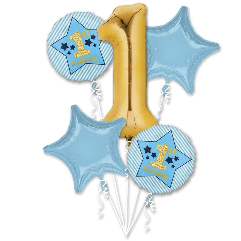 premier anniversaire enfant bébé garçon bleu bouquet ballon hélium lot métallique aluminium 1 an aluminium