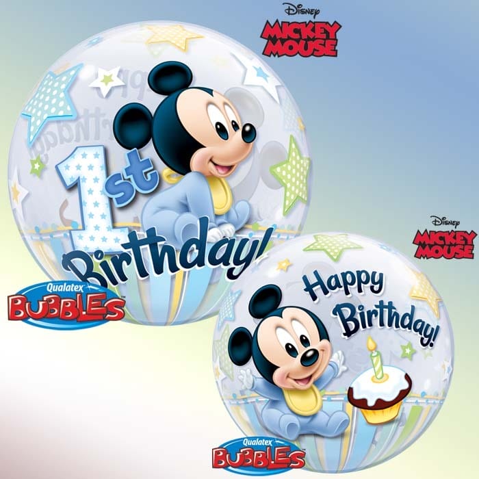 Ballon bubble Baby Mickey Happy Birthday 56 cm