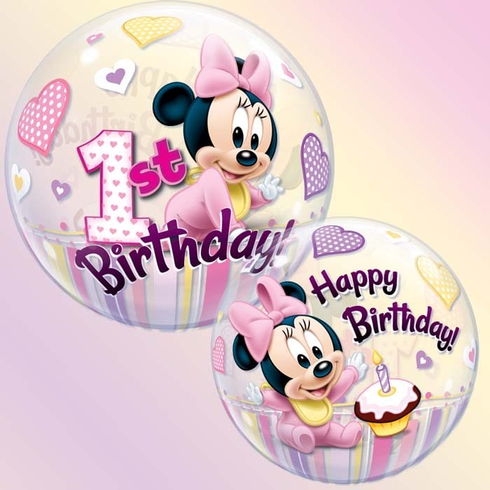 Ballon bubble Baby Minnie Happy Birthday 56 cm