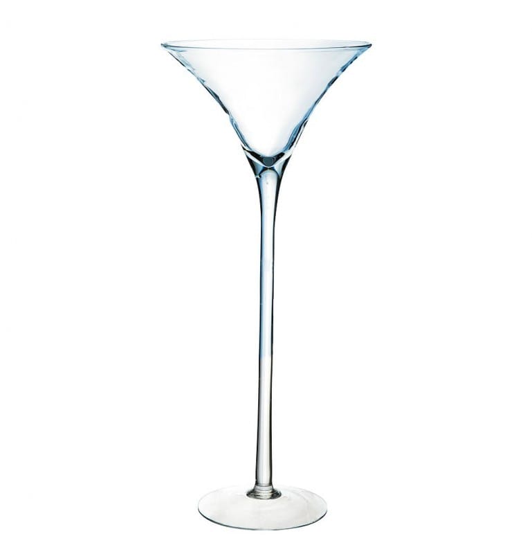 Location de vase martini en verre 50cm