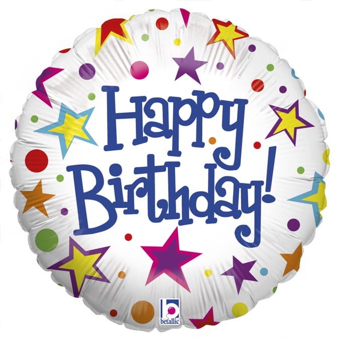 Ballon Happy Birthday aluminium blanc 46 cm