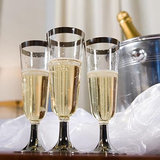 6 flûtes de champagne plastique luxe argent