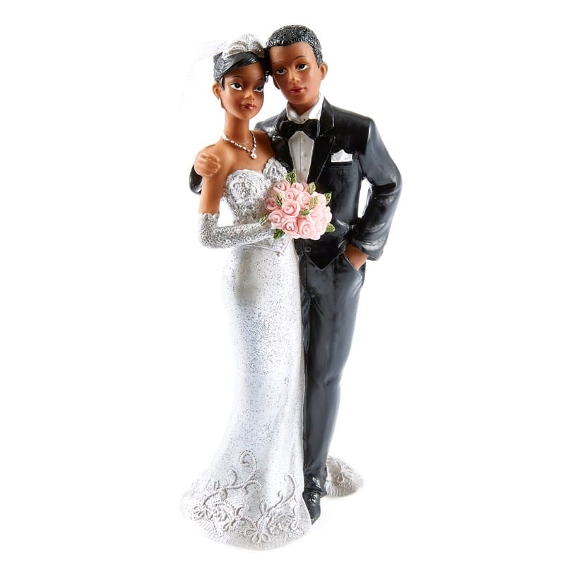 Figurine mariage couple de mariés noirs