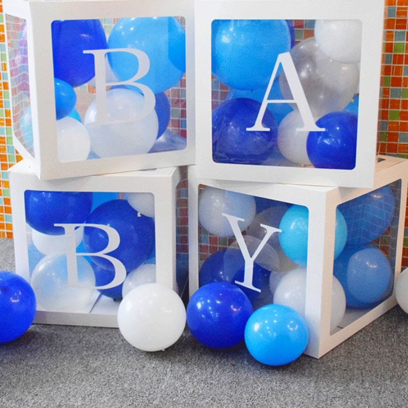 4 cubes décoratifs transparent blanc BABY