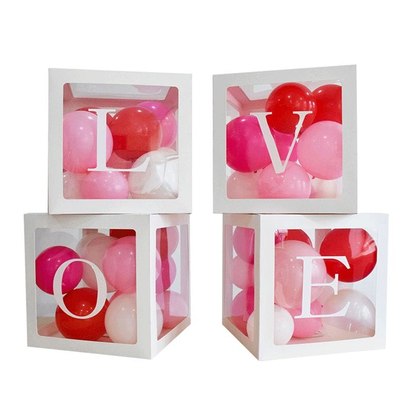 4 cubes décoratifs transparent et blanc LOVE
