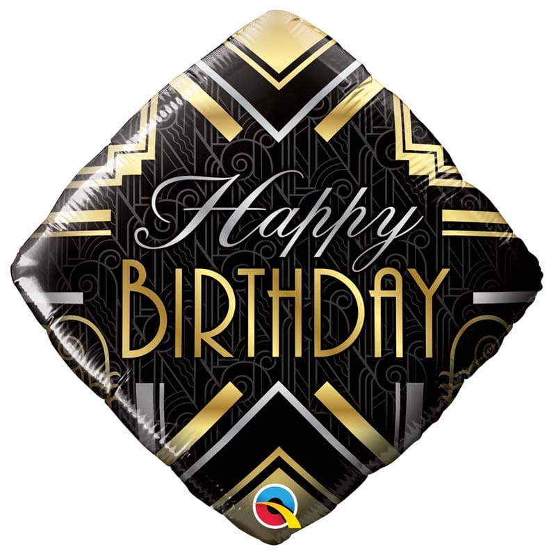 Ballon aluminium happy birthday or et noir