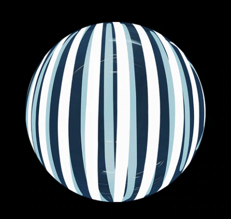 Ballon bulle rayé blanc et rose/bleu