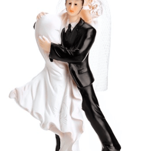 Figurine mariage mariée sur l'épaule 14 cm