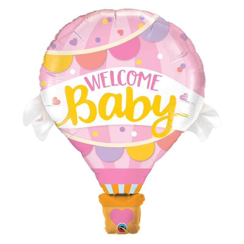 Ballon Montgolfière Welcome baby rose