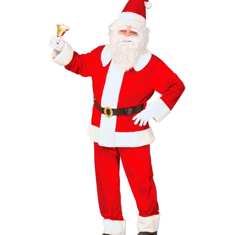 Déguisement Père Noël en velours (Pantalon, Haut, Bonnet, Ceinture)